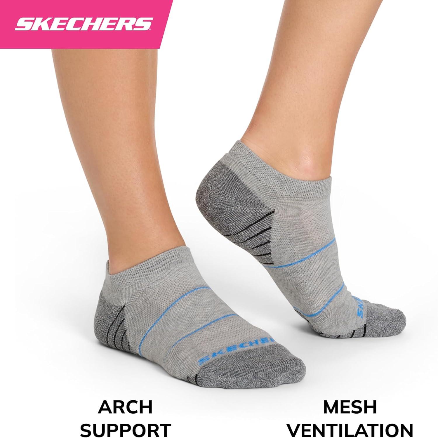 imageSkechers Womens Work Collection Low Cut Cushioned Socks 8PackLight Grey HeatherWhiteBlack