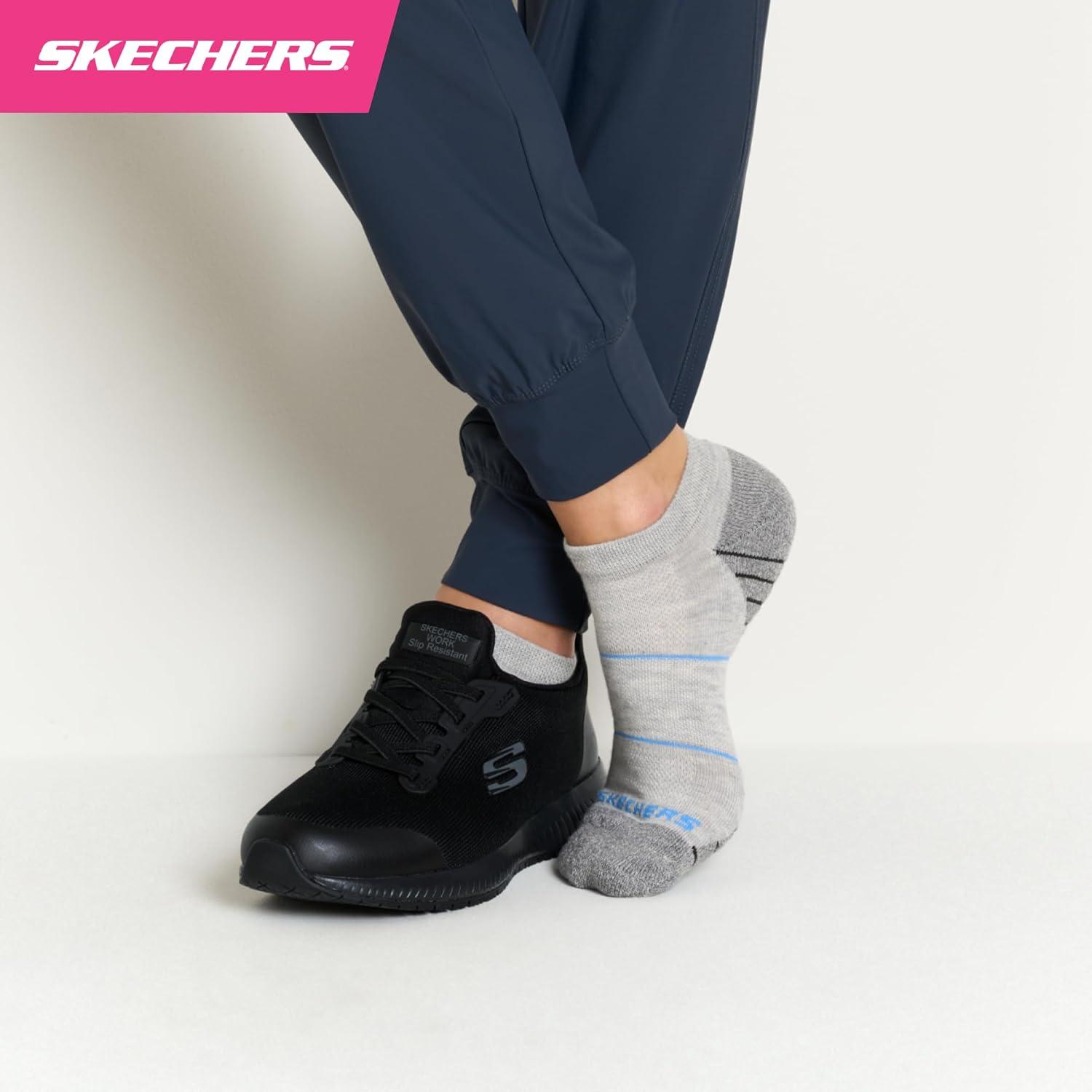 imageSkechers Womens Work Collection Low Cut Cushioned Socks 8PackLight Grey HeatherWhiteBlack