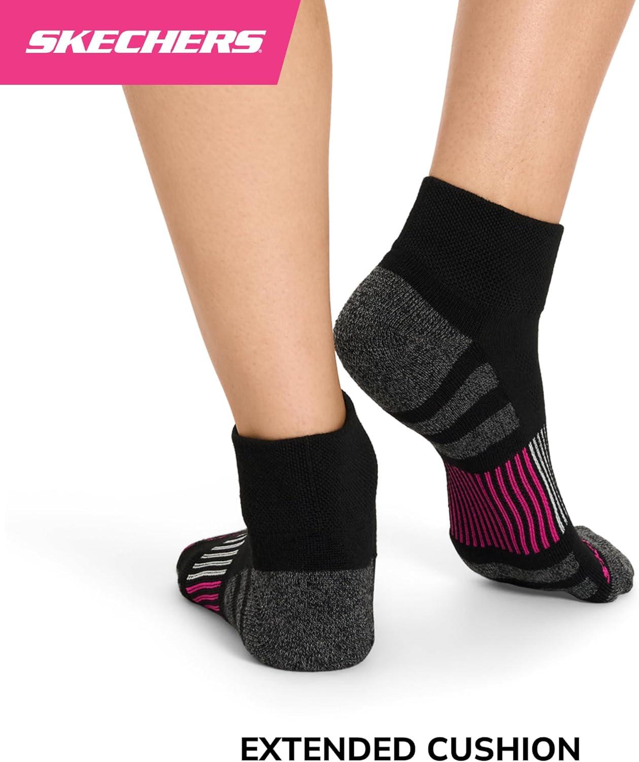 imageSkechers womens 8pack Work Collection High Quarter Crew Socks Extra Cushion ampamp Mesh VentilationBlackPink GloBluefish