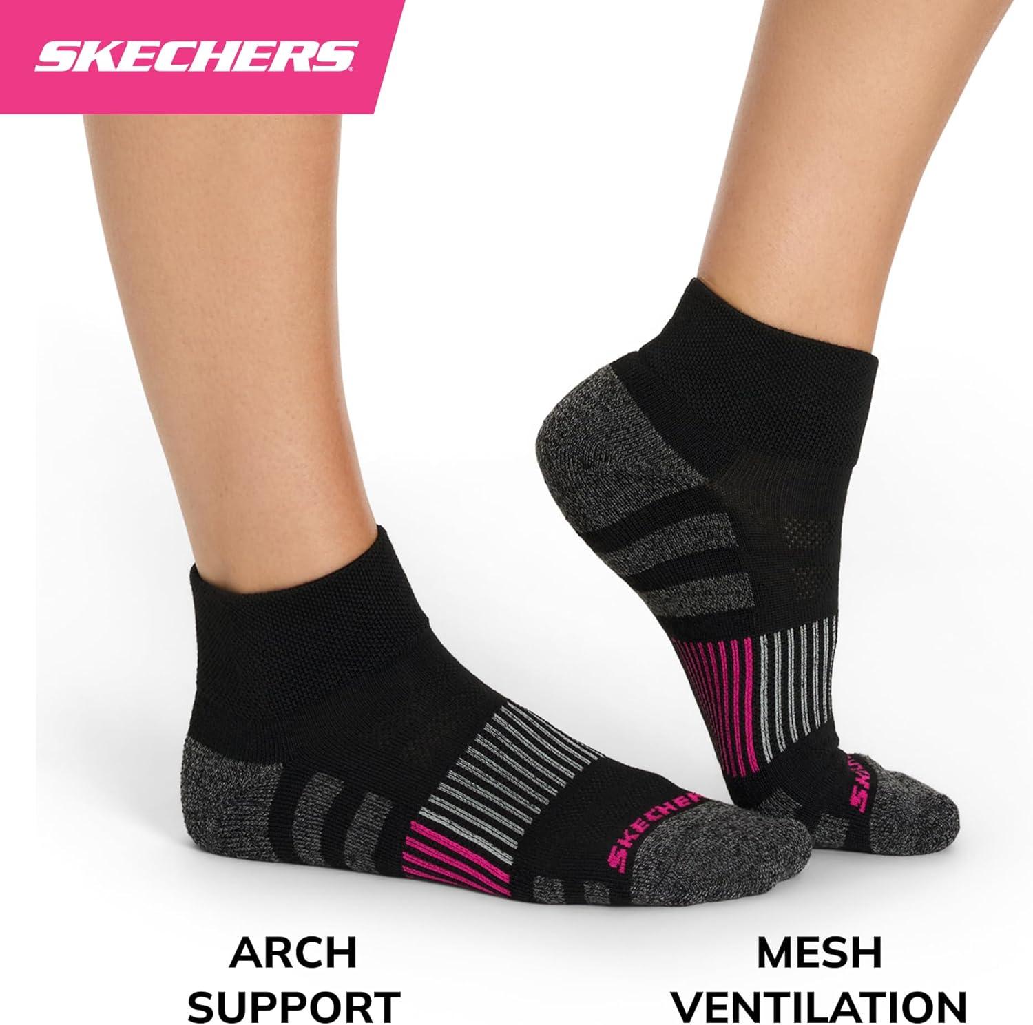 imageSkechers womens 8pack Work Collection High Quarter Crew Socks Extra Cushion ampamp Mesh VentilationBlackPink GloBluefish