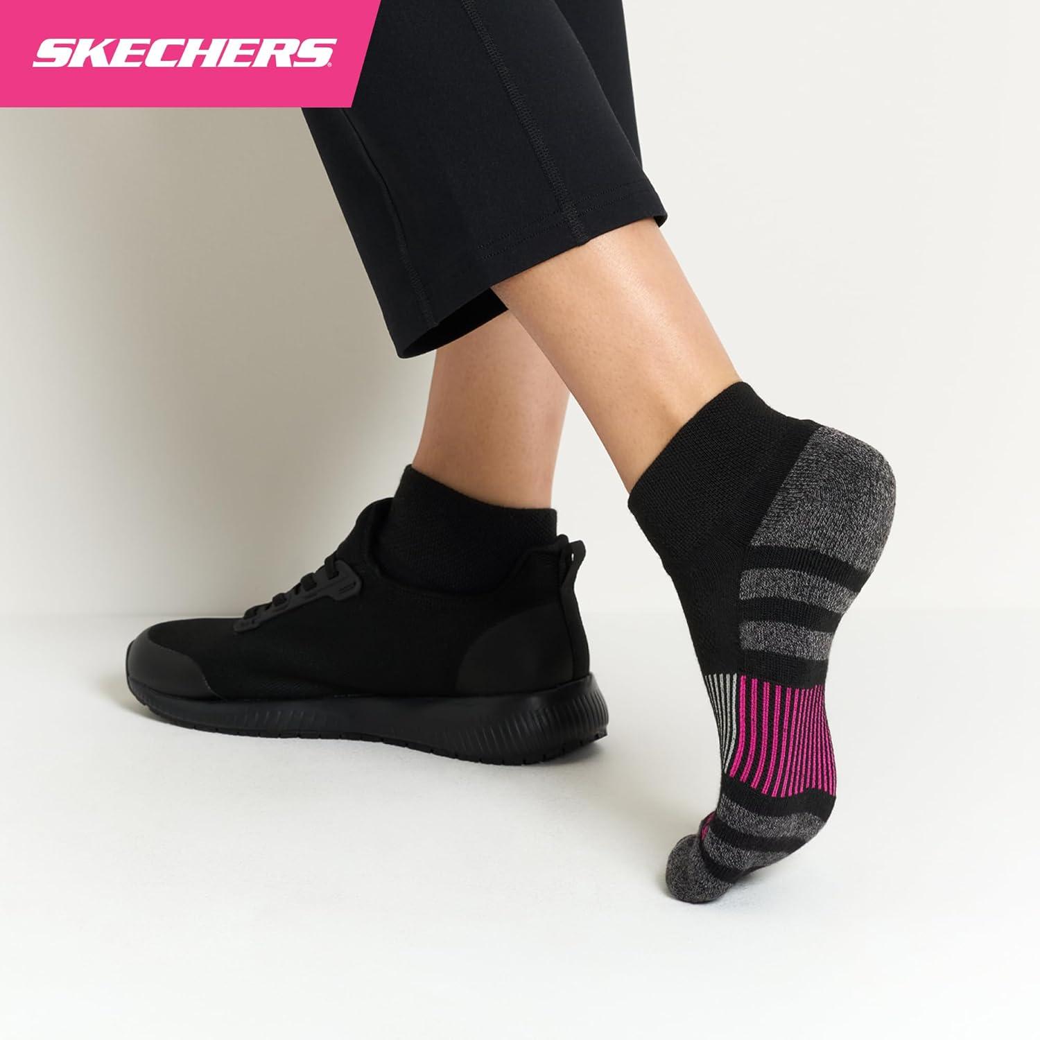 imageSkechers womens 8pack Work Collection High Quarter Crew Socks Extra Cushion ampamp Mesh VentilationBlackPink GloBluefish