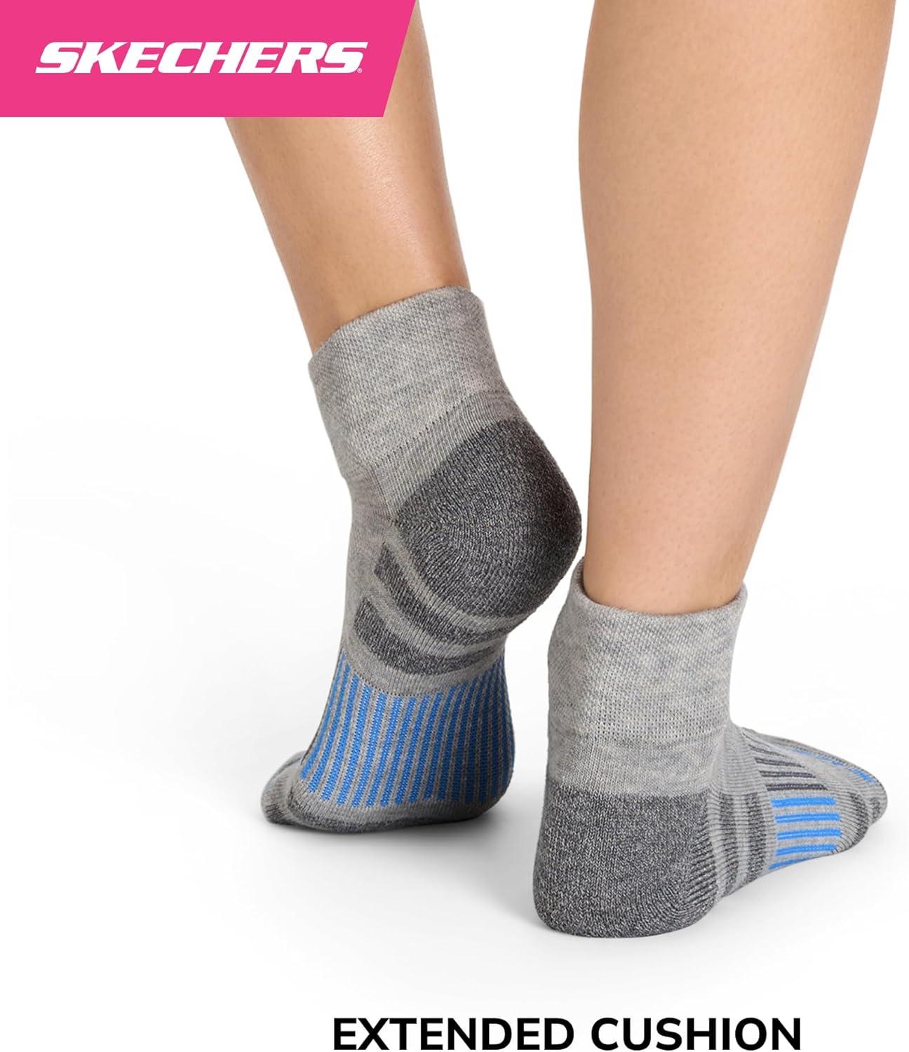 imageSkechers womens 8pack Work Collection High Quarter Crew Socks Extra Cushion ampamp Mesh VentilationLight Grey HeatherWhiteBlack