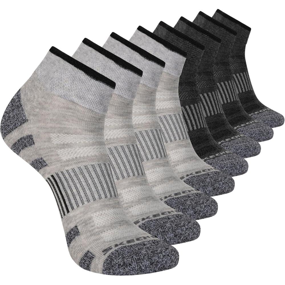 imageSkechers Mens Work Collection Quarter Crew Socks 8PackCool GreySteel Grey
