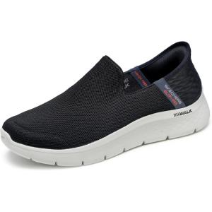 Skechers Mens Go Walk Flex Hands Free Slip-ins Athletic Slip-on Casual Walking Shoes(Black/Grey)