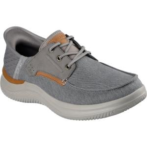 Skechers Mens Slip-ins Rf: Hasting – Niko Moc Toe Bungee Lace Slip-on Shoes(Taupe)