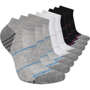 Skechers Women’s Work Collection Low Cut Cushioned Socks (8-Pack)(Light Grey Heather/White/Black)