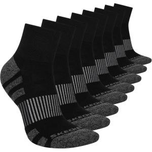 Skechers womens 8-pack Work Collection High Quarter Crew Socks, Extra Cushion & Mesh Ventilation(Black)