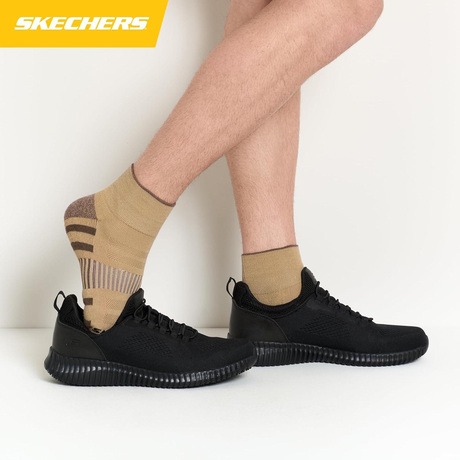 imageSkechers Mens Work Collection High Quarter Crew Cushioned Socks 8PackCoffee QuartzWhiteKhaki