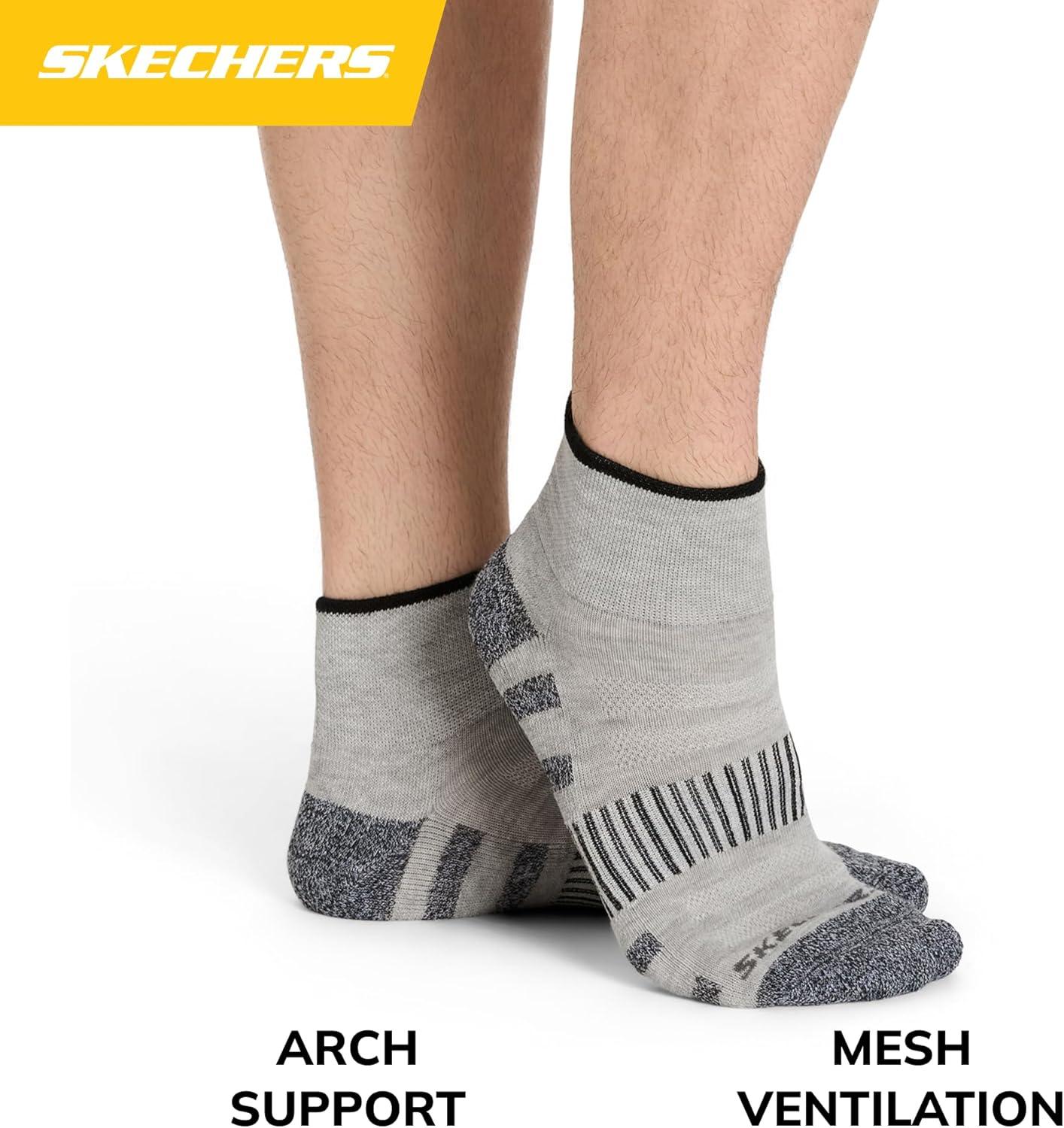 imageSkechers Mens Work Collection High Quarter Crew Cushioned Socks 8PackCool GreySteel Grey