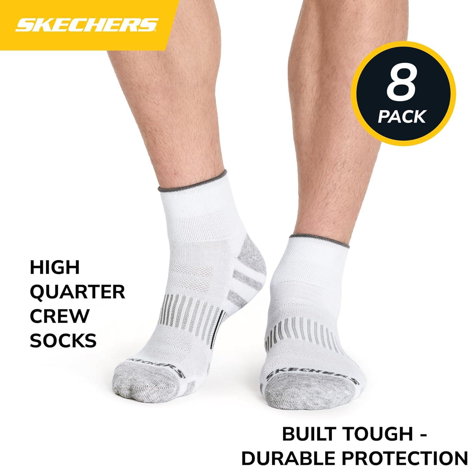 imageSkechers Mens Work Collection High Quarter Crew Cushioned Socks 8PackWhite