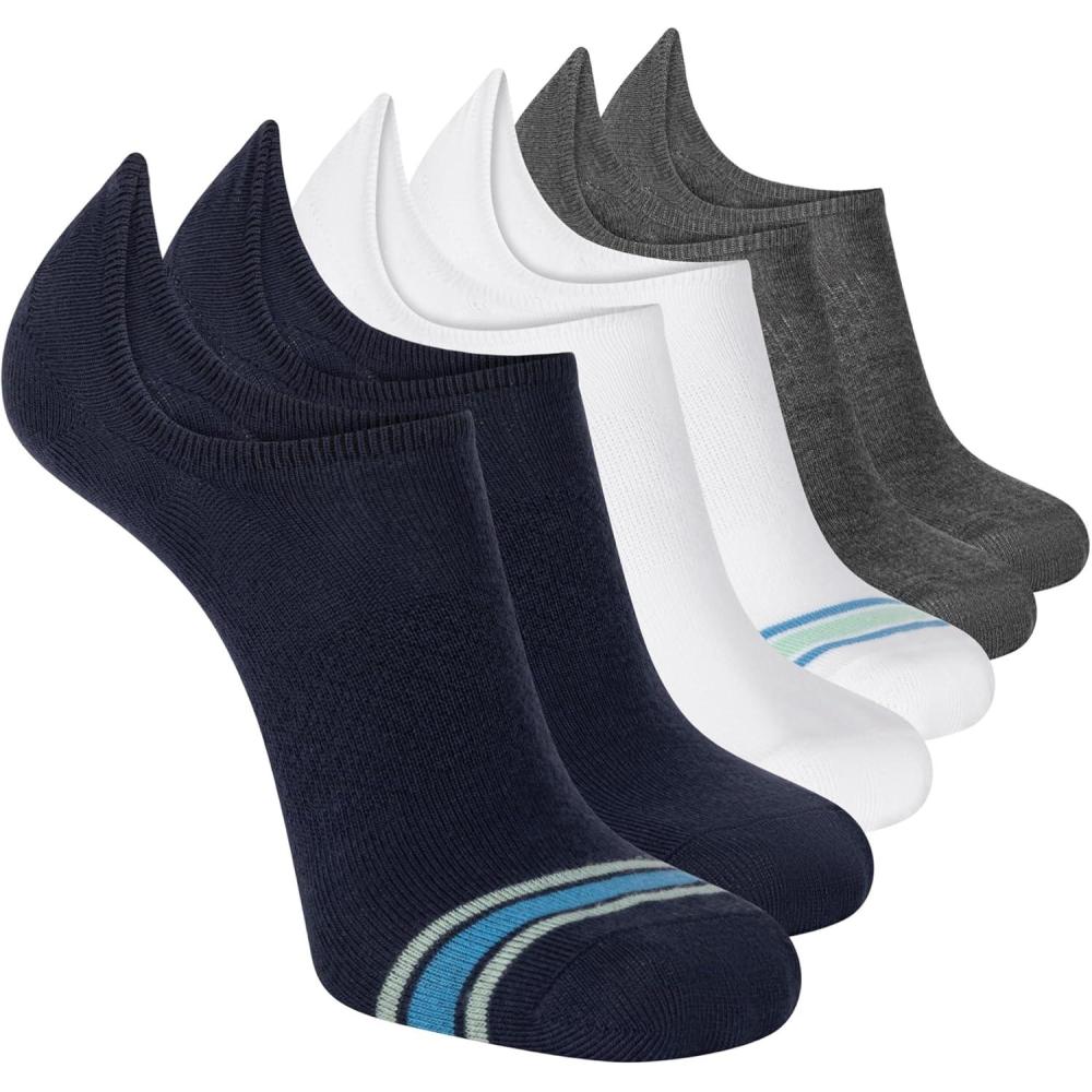 imageSkechers Mens Slipins 6pack Performance No Show Socks Lightweight ampamp Breathable ComfortfitNaval AcademyWhiteHeather