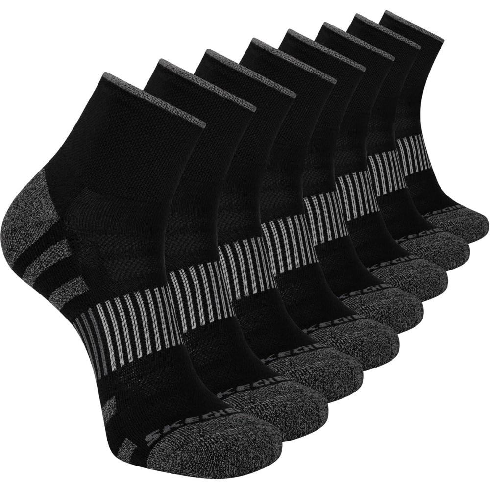 imageSkechers Mens Work Collection High Quarter Crew Cushioned Socks 8PackBlack
