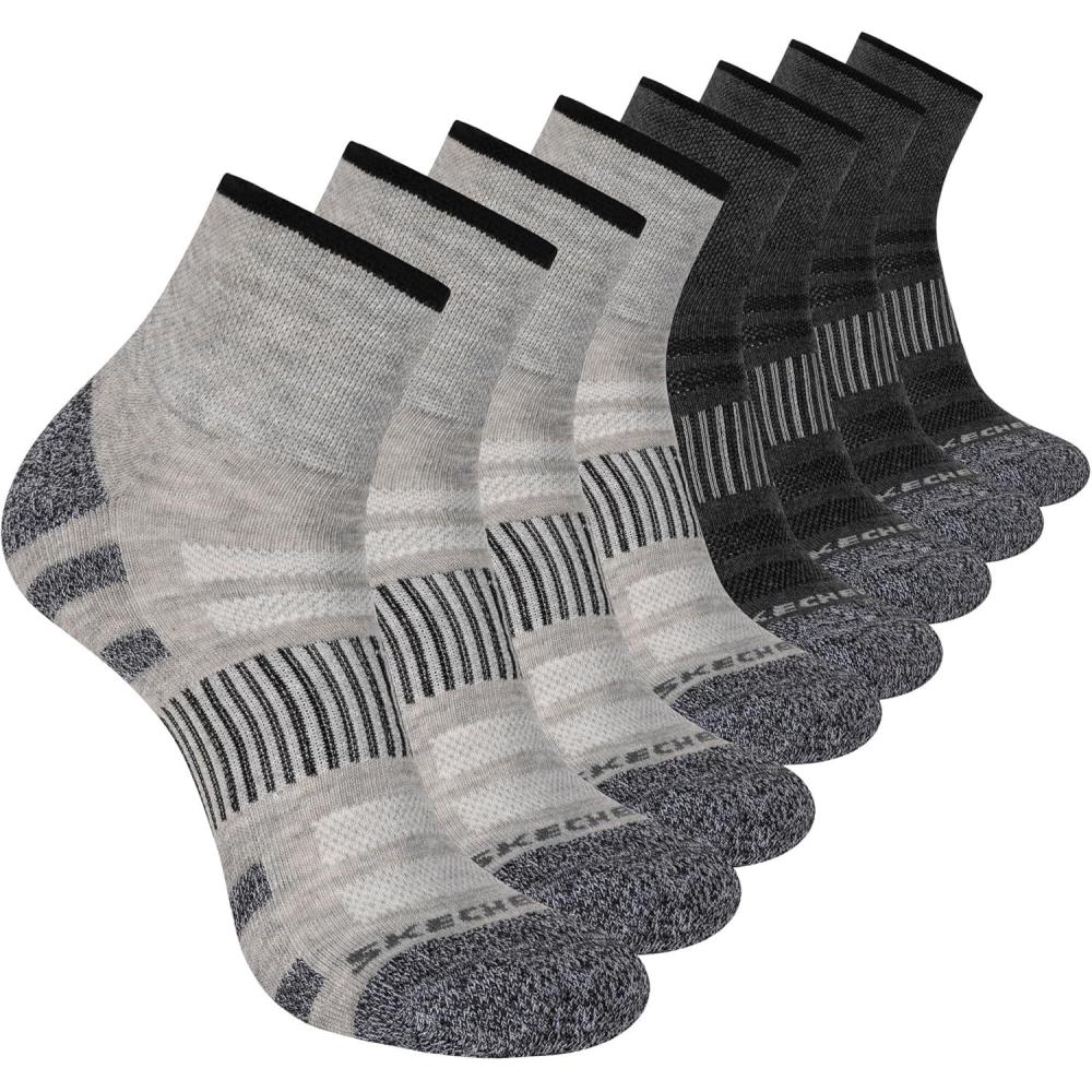 imageSkechers Mens Work Collection High Quarter Crew Cushioned Socks 8PackCool GreySteel Grey