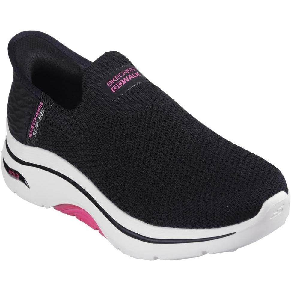 imageSkechers Womens Go Walk Arch Fit 20 Val Hands Free SlipinsBlackHot Pink