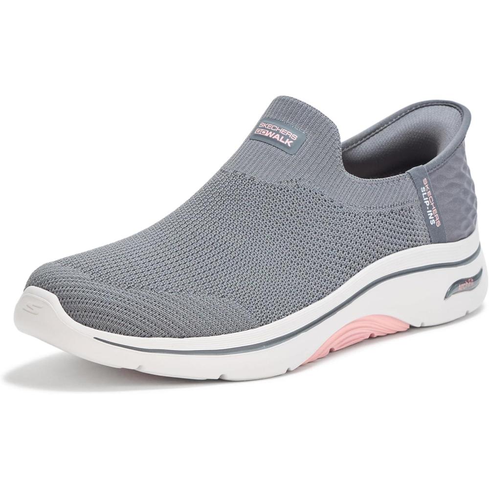 imageSkechers Womens Go Walk Arch Fit 20 Val Hands Free SlipinsCharcoalPink