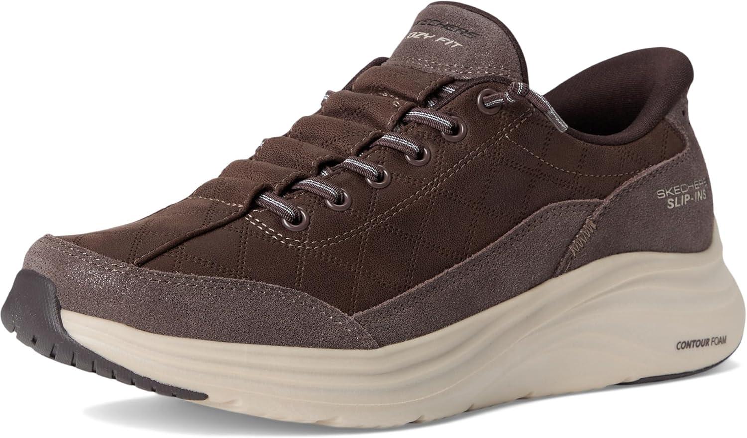 imageSkechers Womens Contour Foam Cozy Fit Hands Free SlipinsChocolate