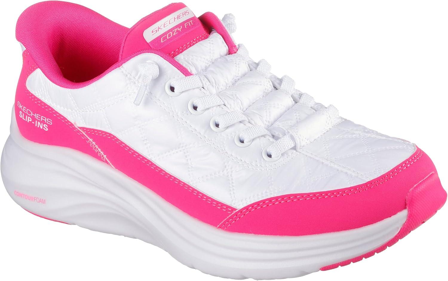 imageSkechers Womens Contour Foam Cozy Fit Hands Free SlipinsWhiteHot Pink